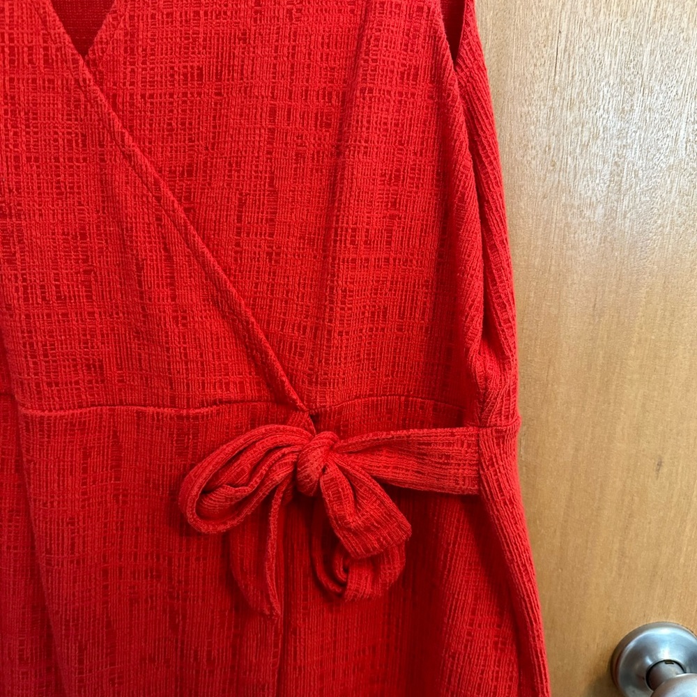 Host pick MADEWELL Texture & Thread Saffron Red Crosshatch Side-Tie Dress Large - Picture 4 of 8